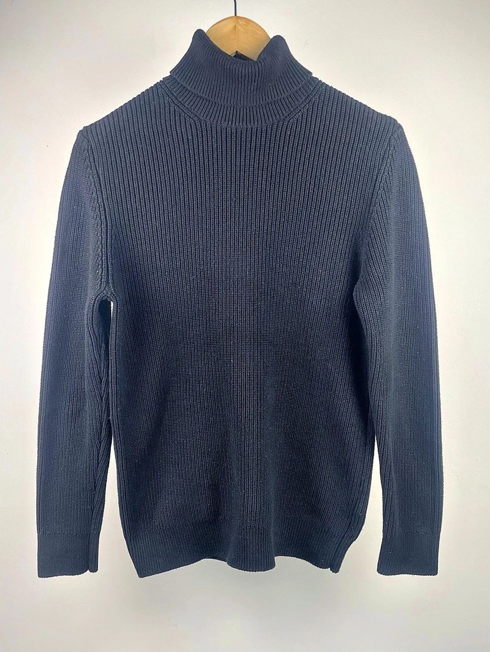 H&M Men’s Black Ribbed Turtleneck Polo-Neck Sweater - Size S